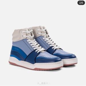 NIB Poseidon Blue Tides Leather High Top Sneakers